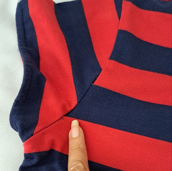 Claudio Milano Red and Navy Stripe Fitted Shirt Rugby Dress - Picture 13 of 13